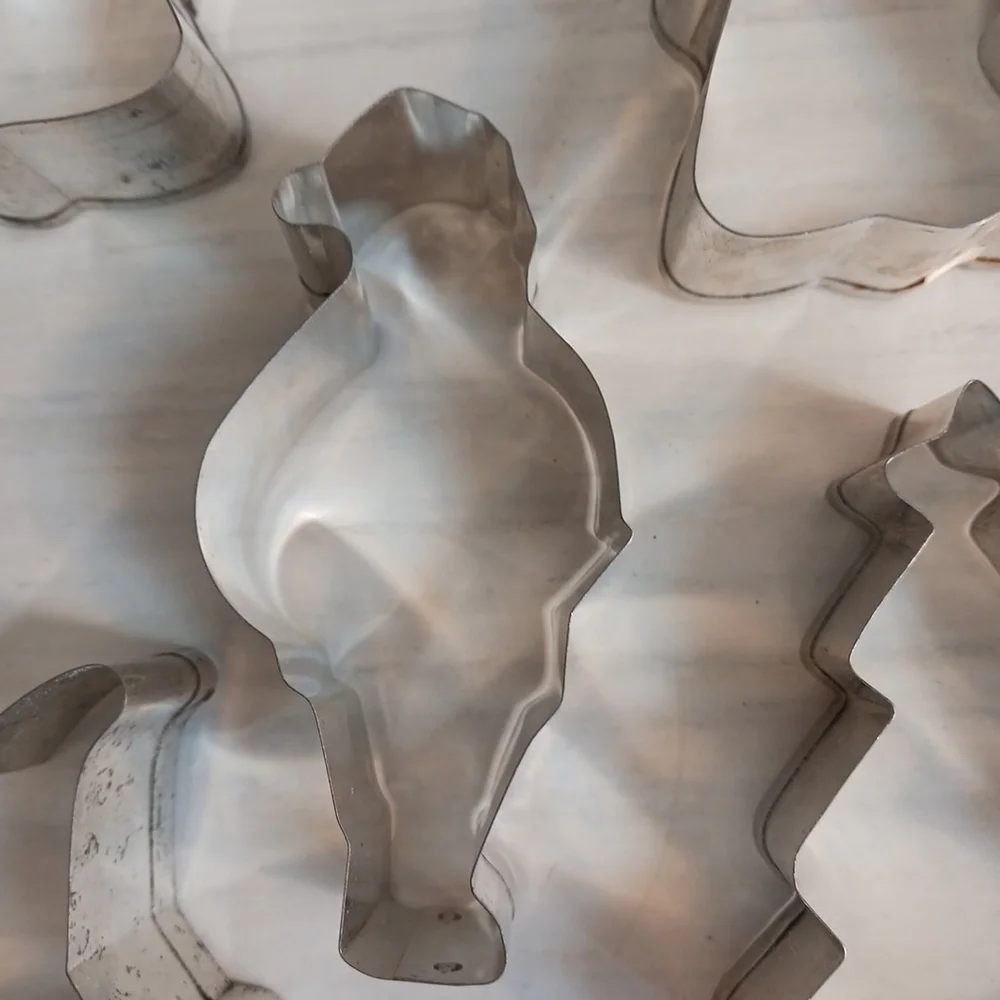 Vintage Christmas Metal Cookie Cutters Set of 5